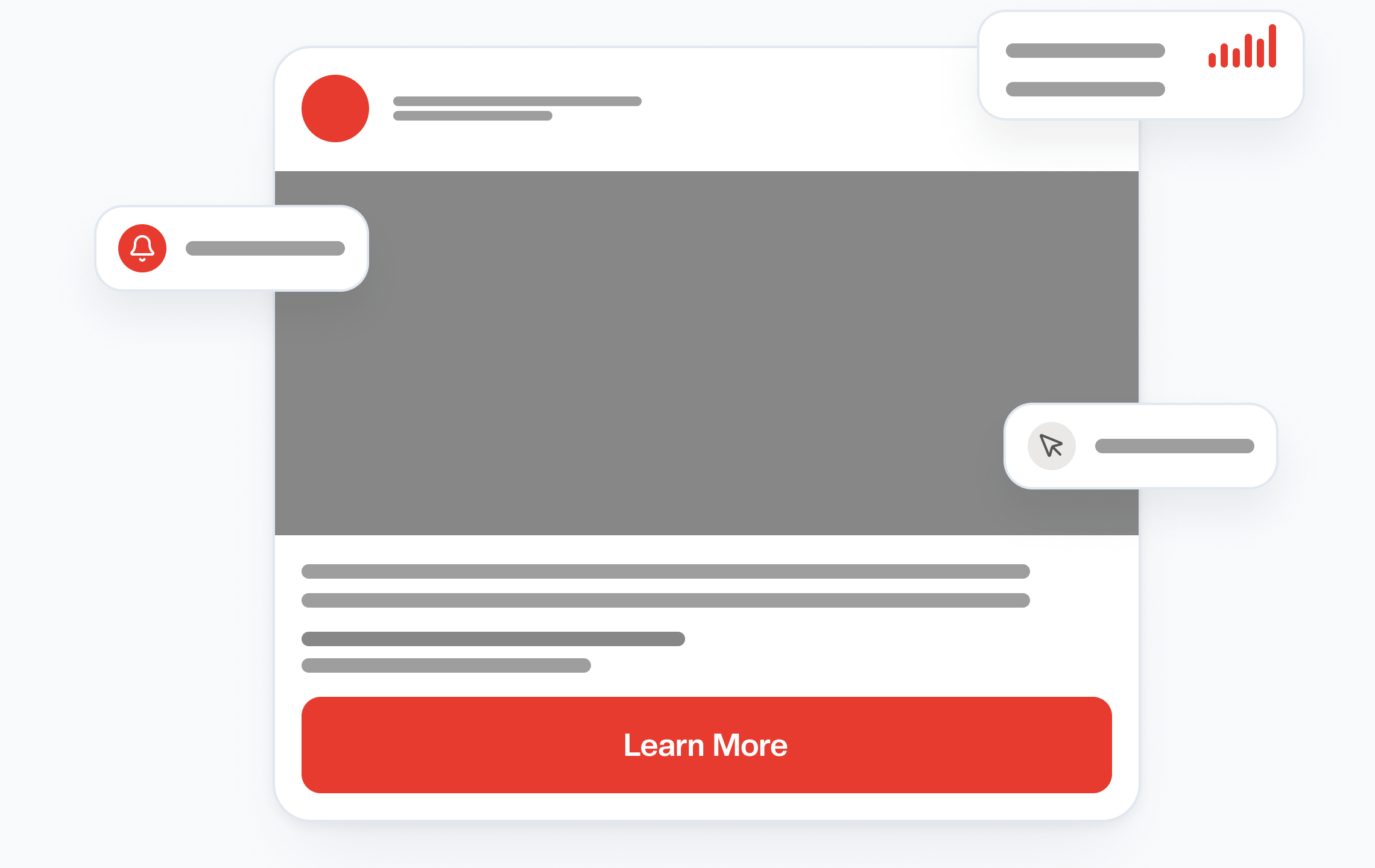 Lead acquisition landing page and campaign alerts illustration