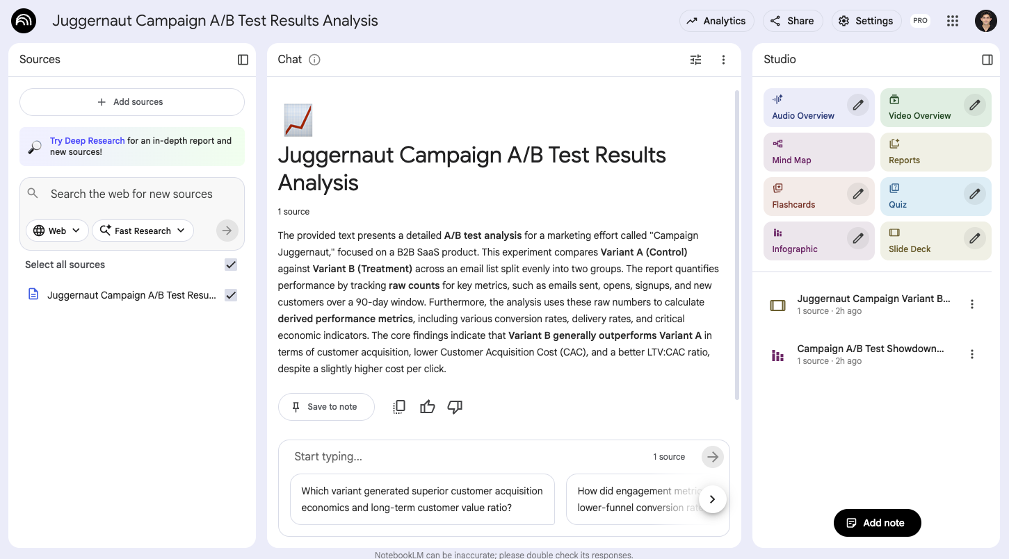 Use NotebookLM to turn raw data into visually appealing insights 