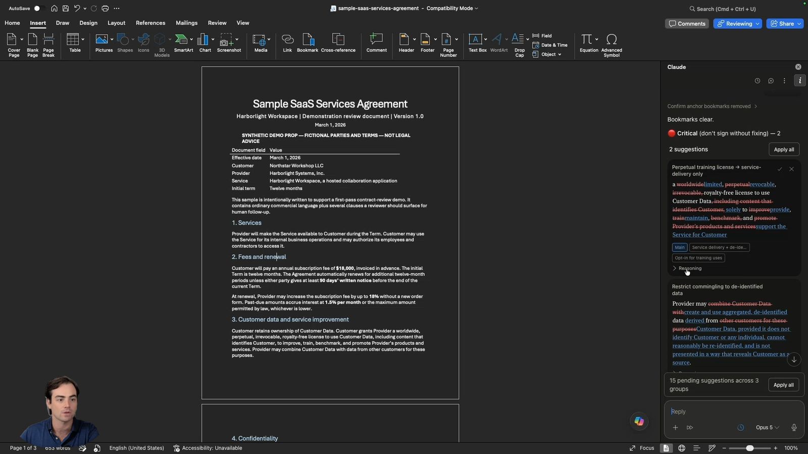 Redline Any Contract With Claude and Microsoft Word