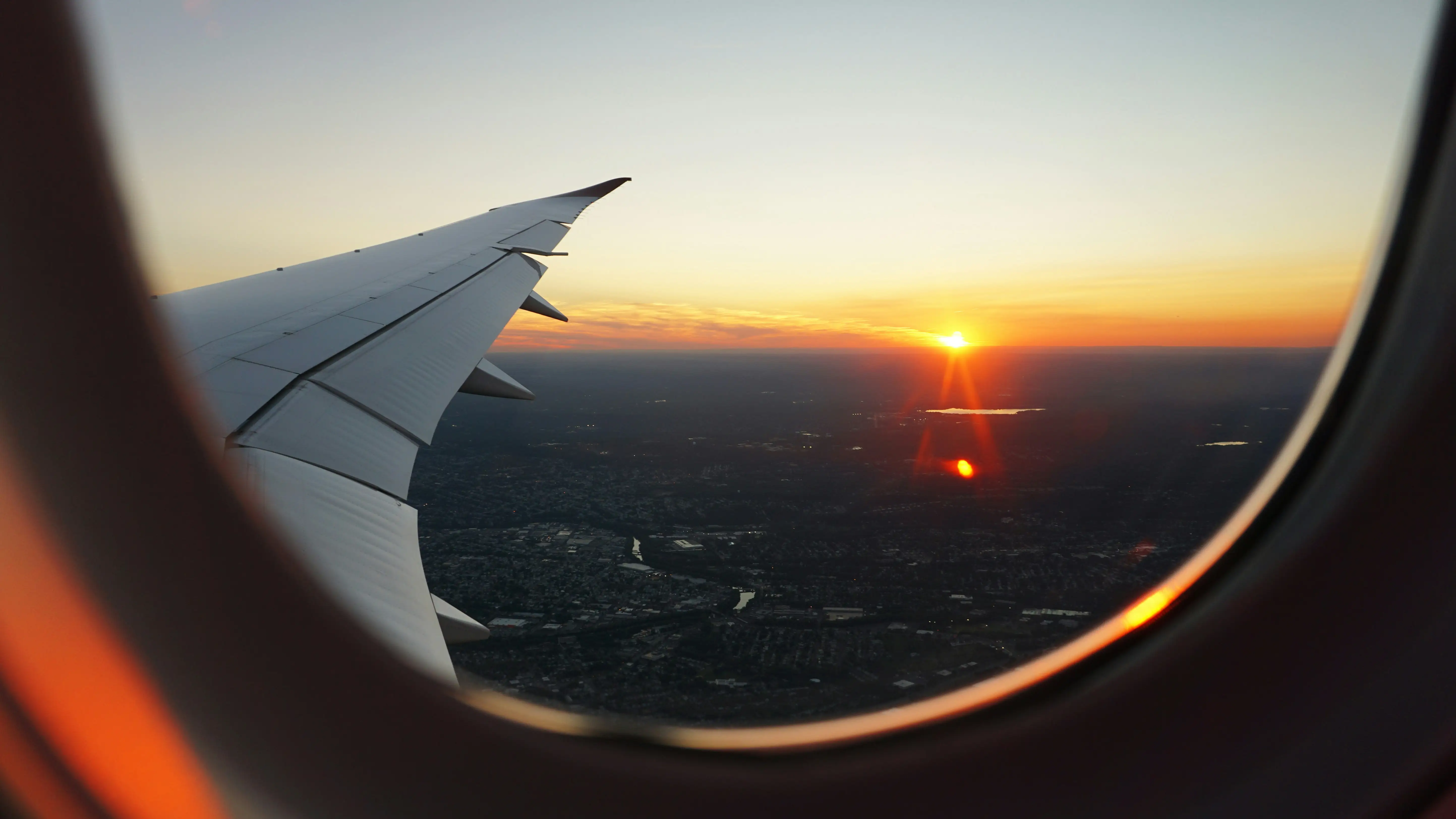 A view of the city from the airplane window.