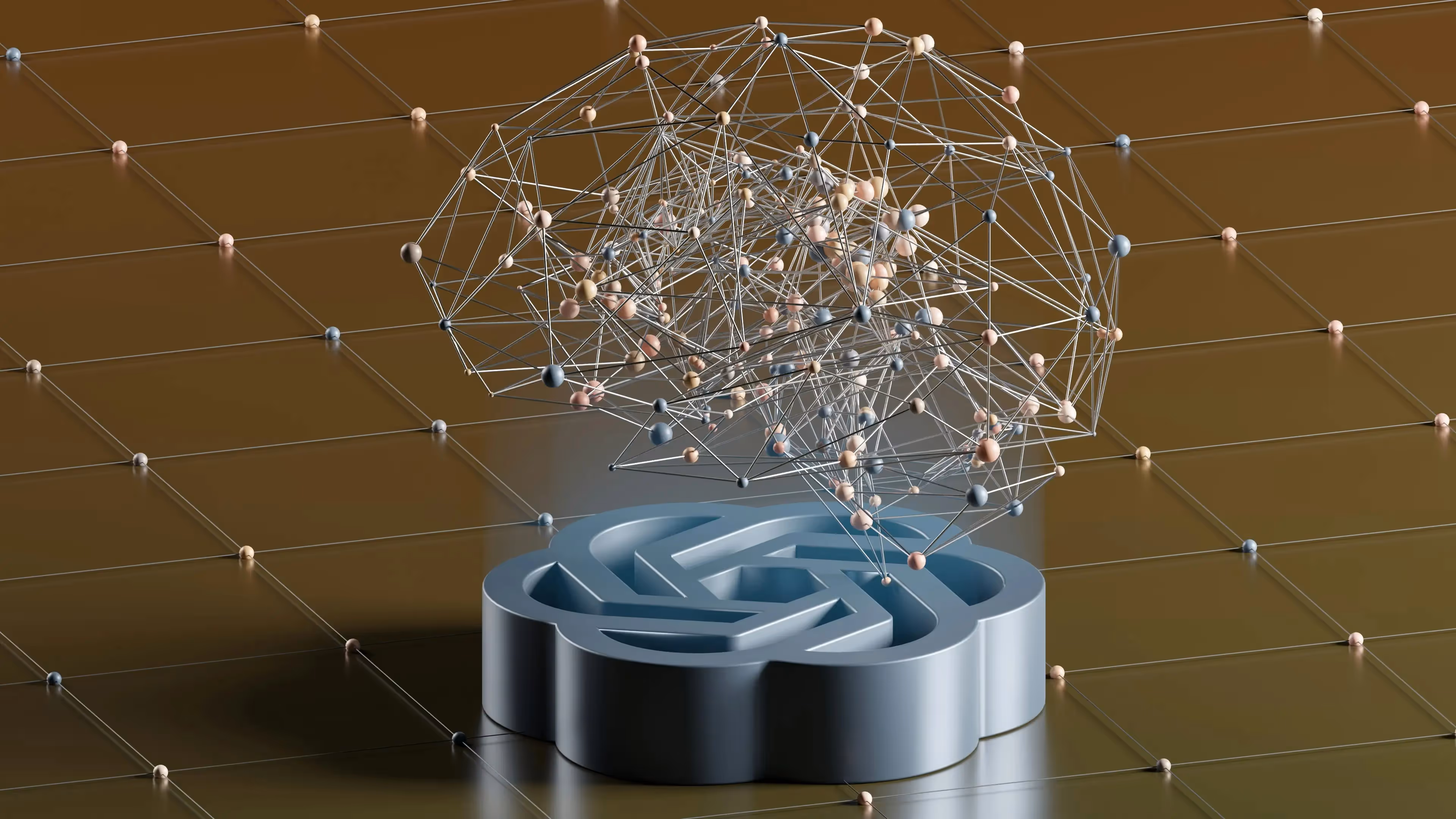 A 3D model of a network of interconnected circles.