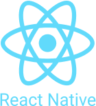 A blue and white logo for React Native.