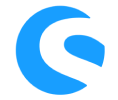 A blue and white logo of a wave.
