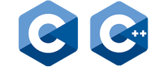 A blue and white square with the letter C in it.