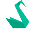 A green and white swan with a green and white tail.