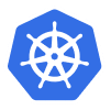 A blue and white logo of a ship.