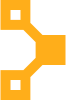 A yellow and black logo with a yellow circle.