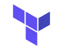 A blue and purple logo for a company.