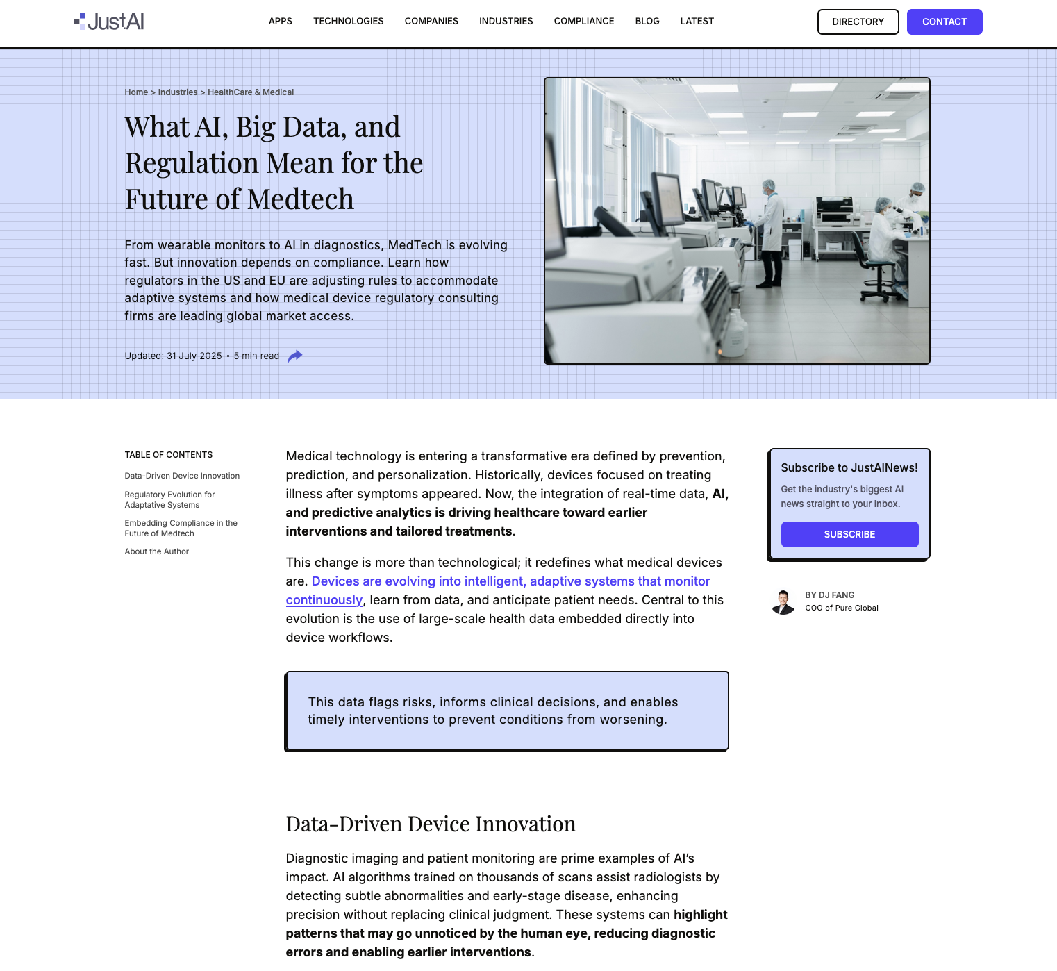 What AI, Big Data, and Regulation Mean for the Future of Medtech