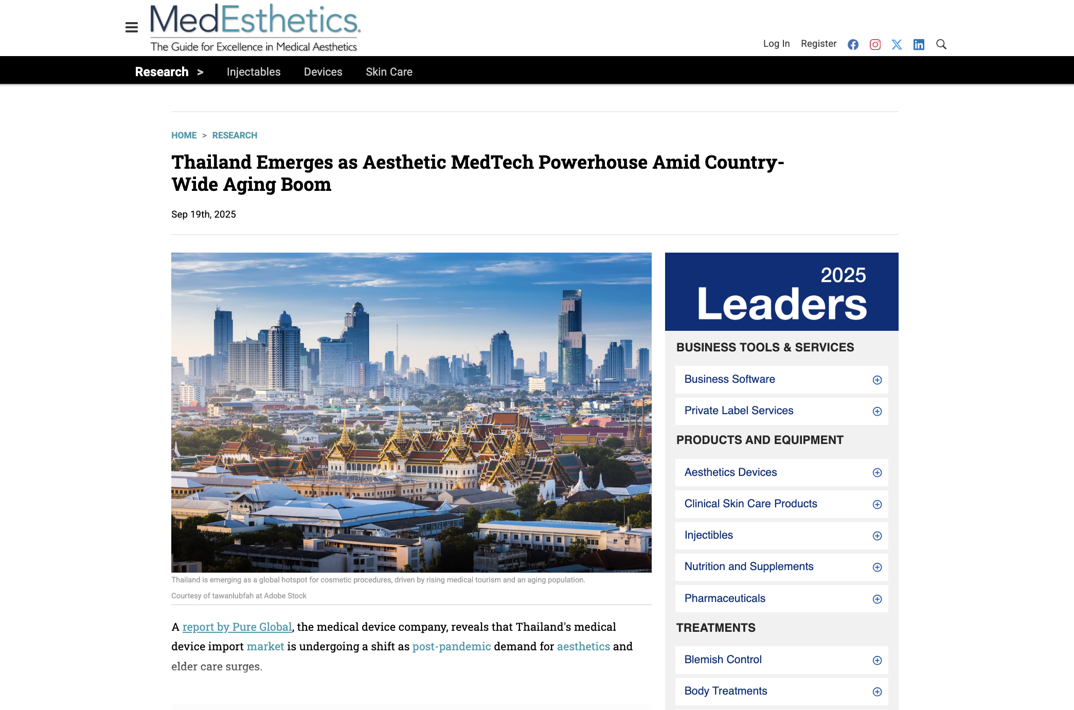 Thailand Emerges as Aesthetic MedTech Powerhouse Amid Country-Wide Aging Boom