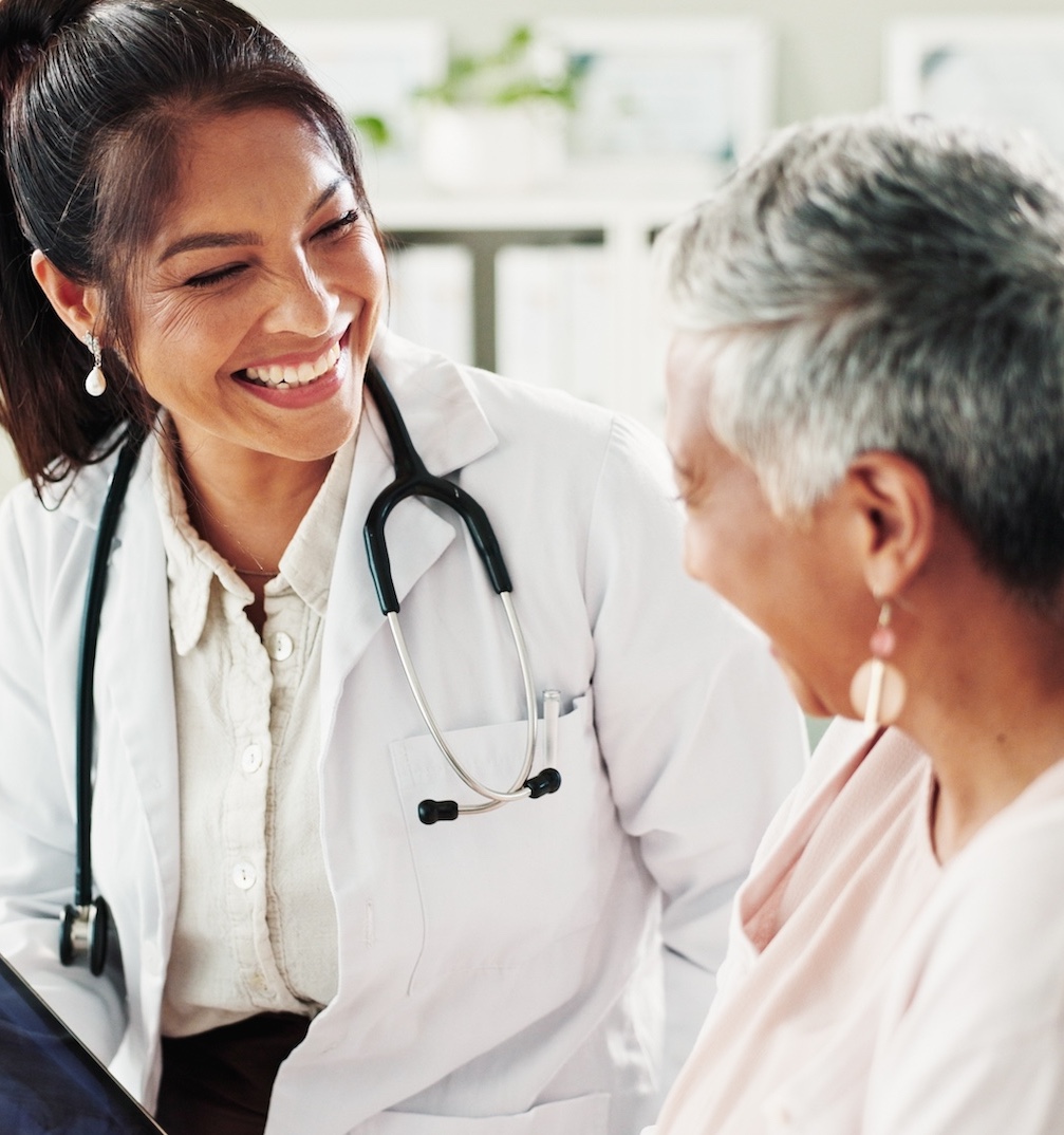 doctor delivering good news in clinical trials