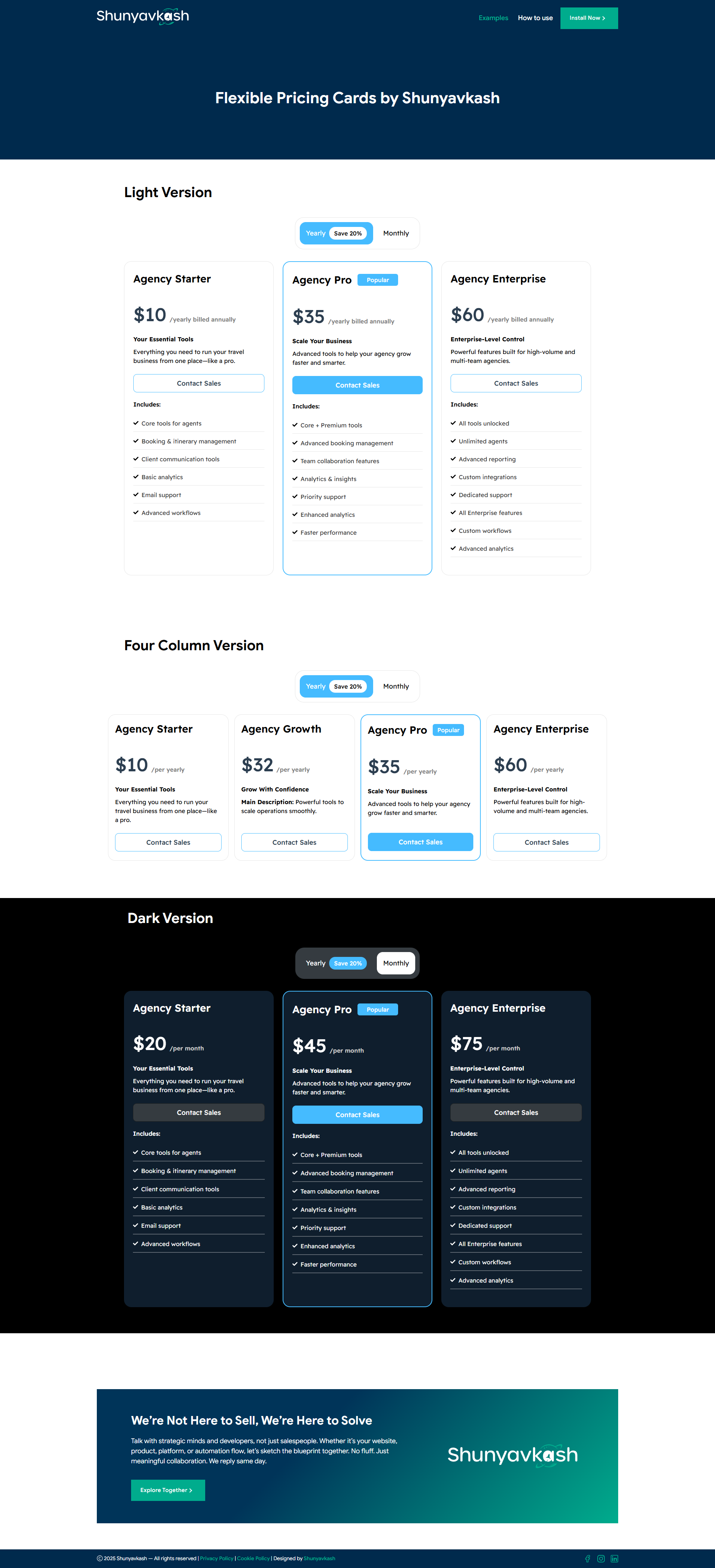 Flexible Pricing Cards