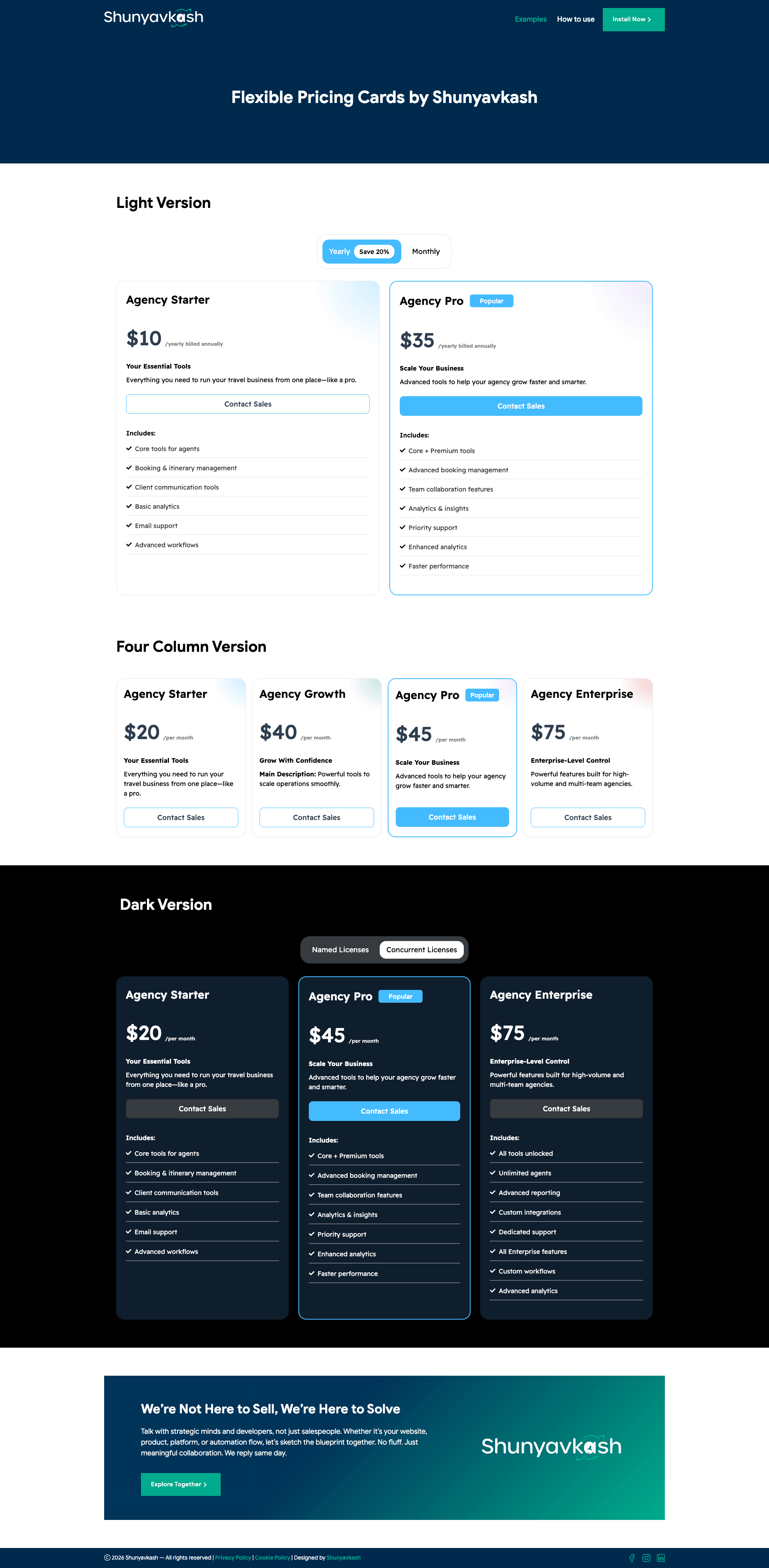 Flexible Pricing Cards