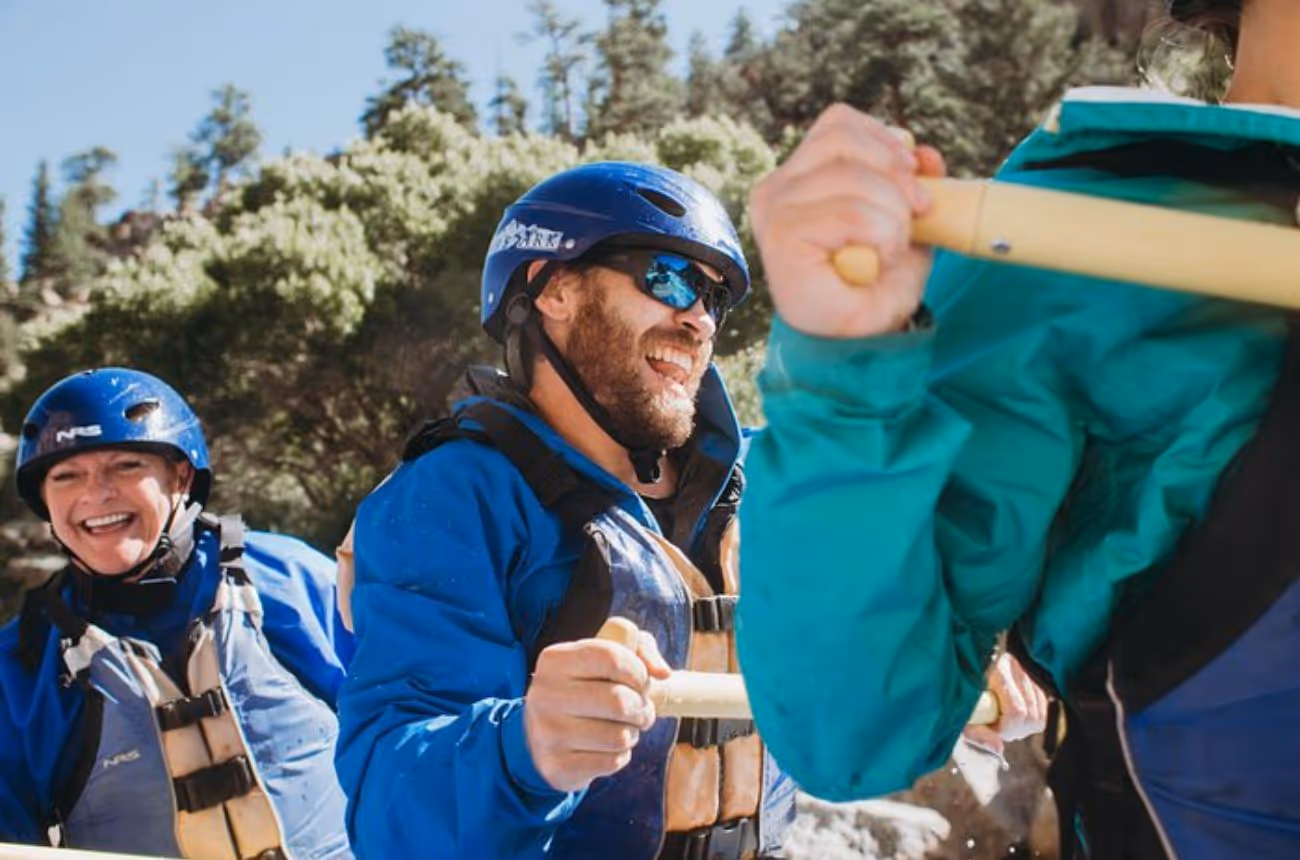 Enjoy a thrilling 3-hour guided whitewater rafting adventure in Colorado, tackling Class III rapids with flexible start times and all safety gear provided.
