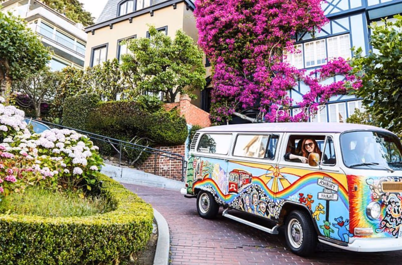 Experience San Francisco's vibrant history and culture aboard a 1970s-era Volkswagen bus, exploring iconic neighborhoods and landmarks in a unique, intimate setting