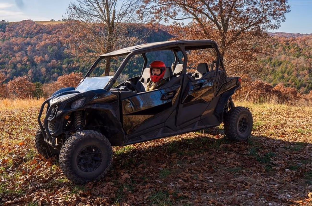 Embark on a thrilling off-road adventure through the Ozark Mountains, navigating diverse terrains in a 4-seater vehicle.