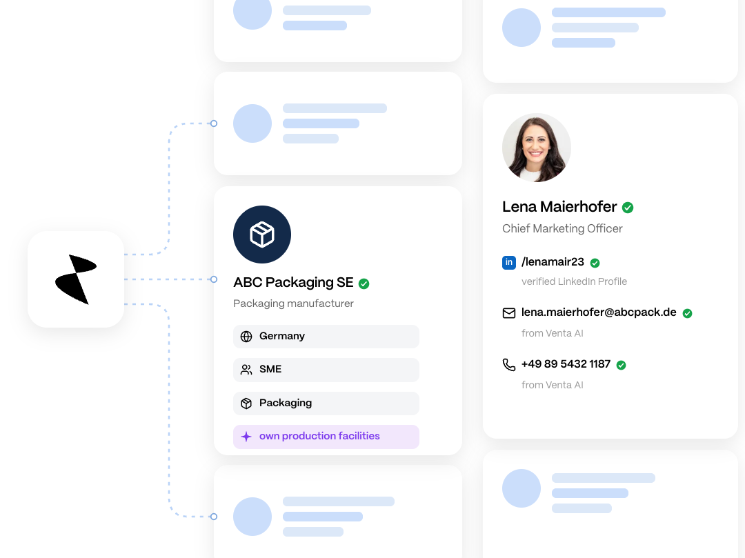 Venta AI qualifiziert Signale und Firmendaten zu einem konkreten Ansprechpartner