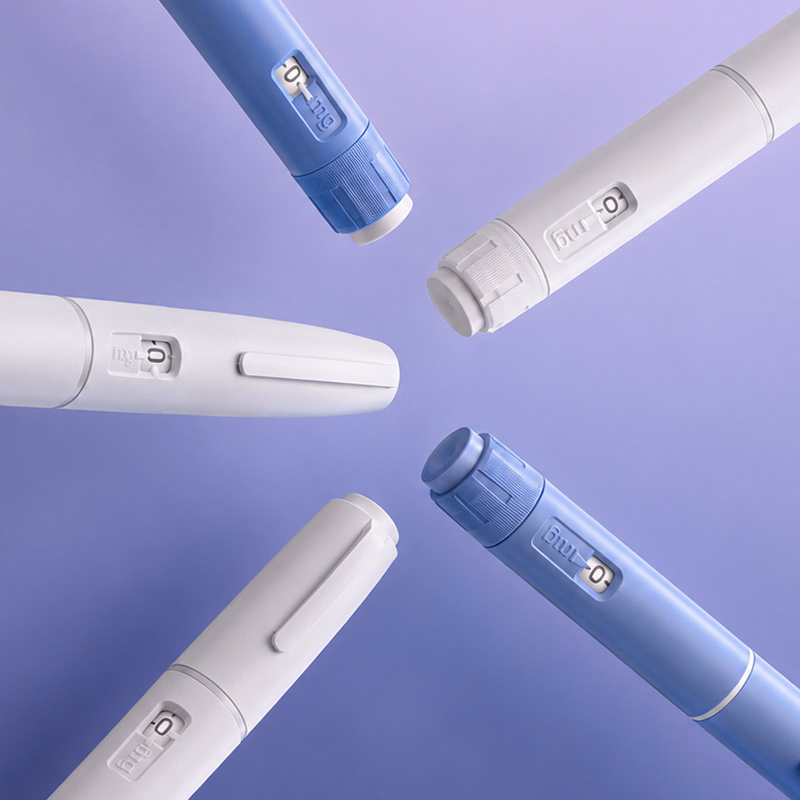 Semaglutide injection pens showcased in a clean and modern product composition