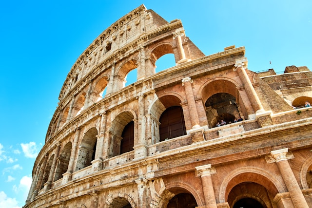 A close up of Colosseum in Rome, Italy. 