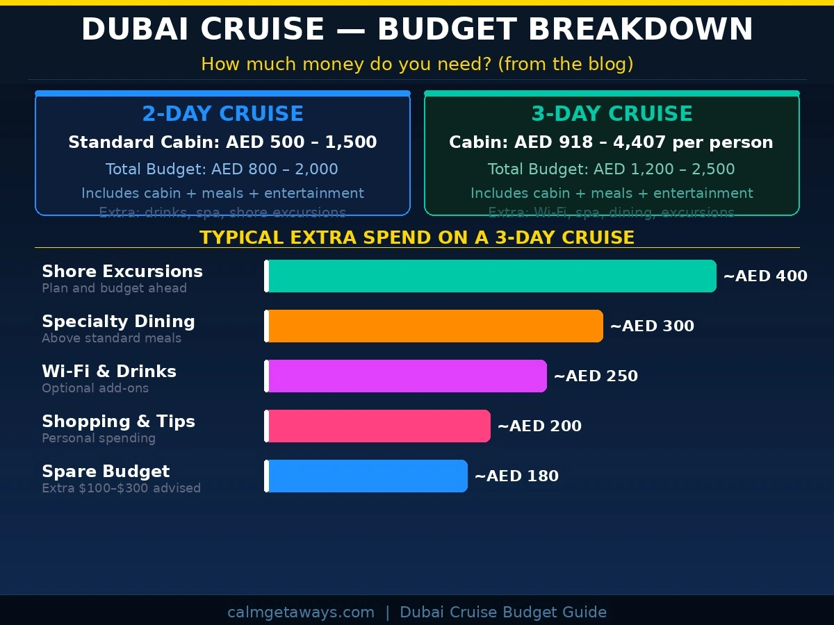 3 days cruise trip from Dubai budget breakdown.