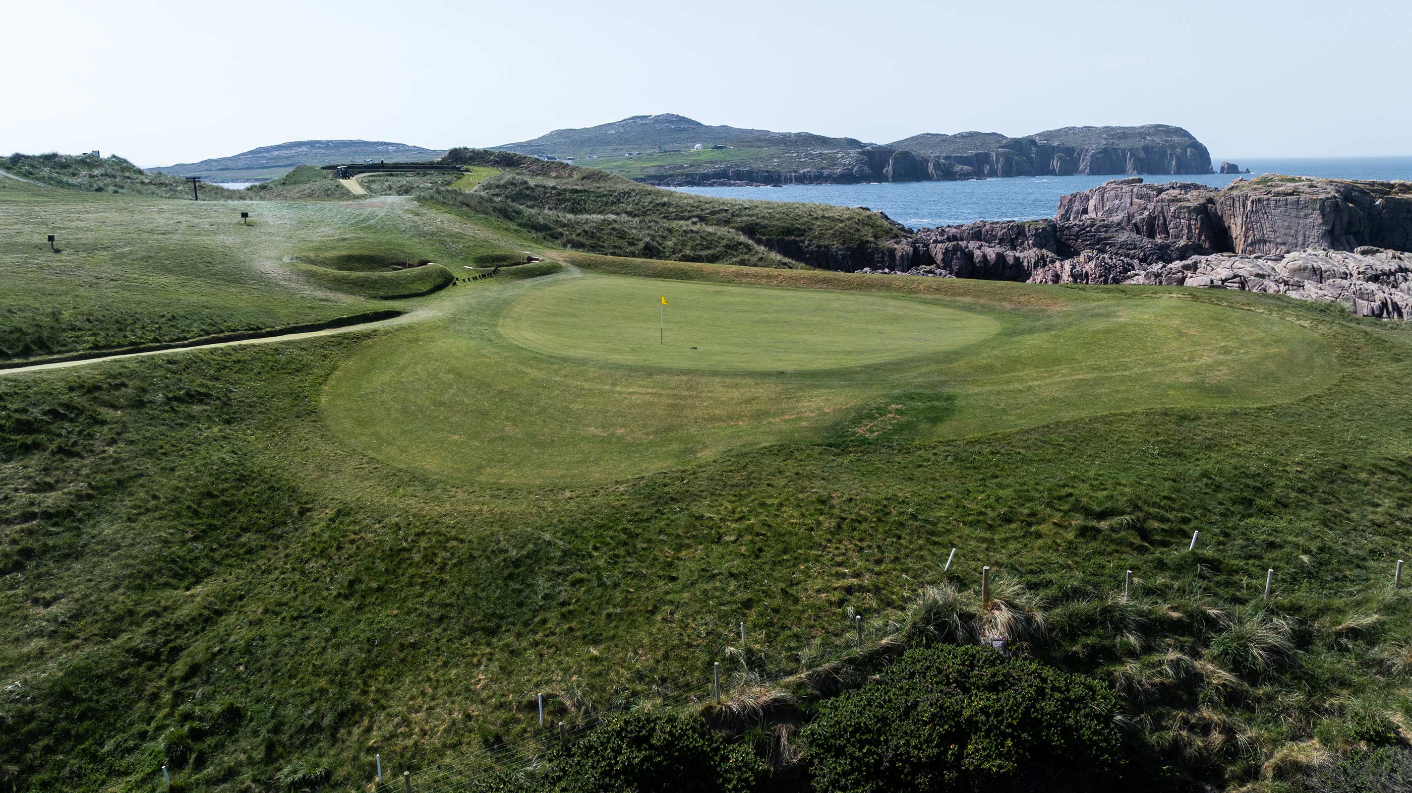 Front of the sixth green at Cruit Island (Fried Egg Golf)