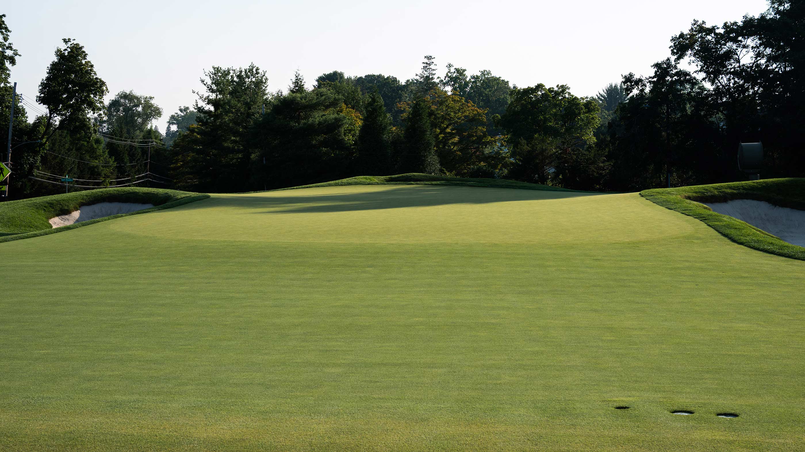 Front of the first green at Merion East (Fried Egg Golf)
