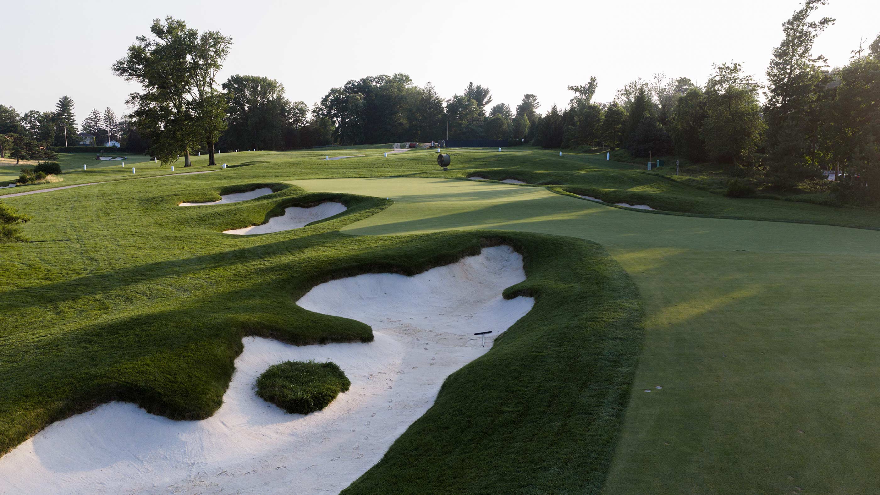 Approach bunker on the second hole at Merion East (Fried Egg Golf)