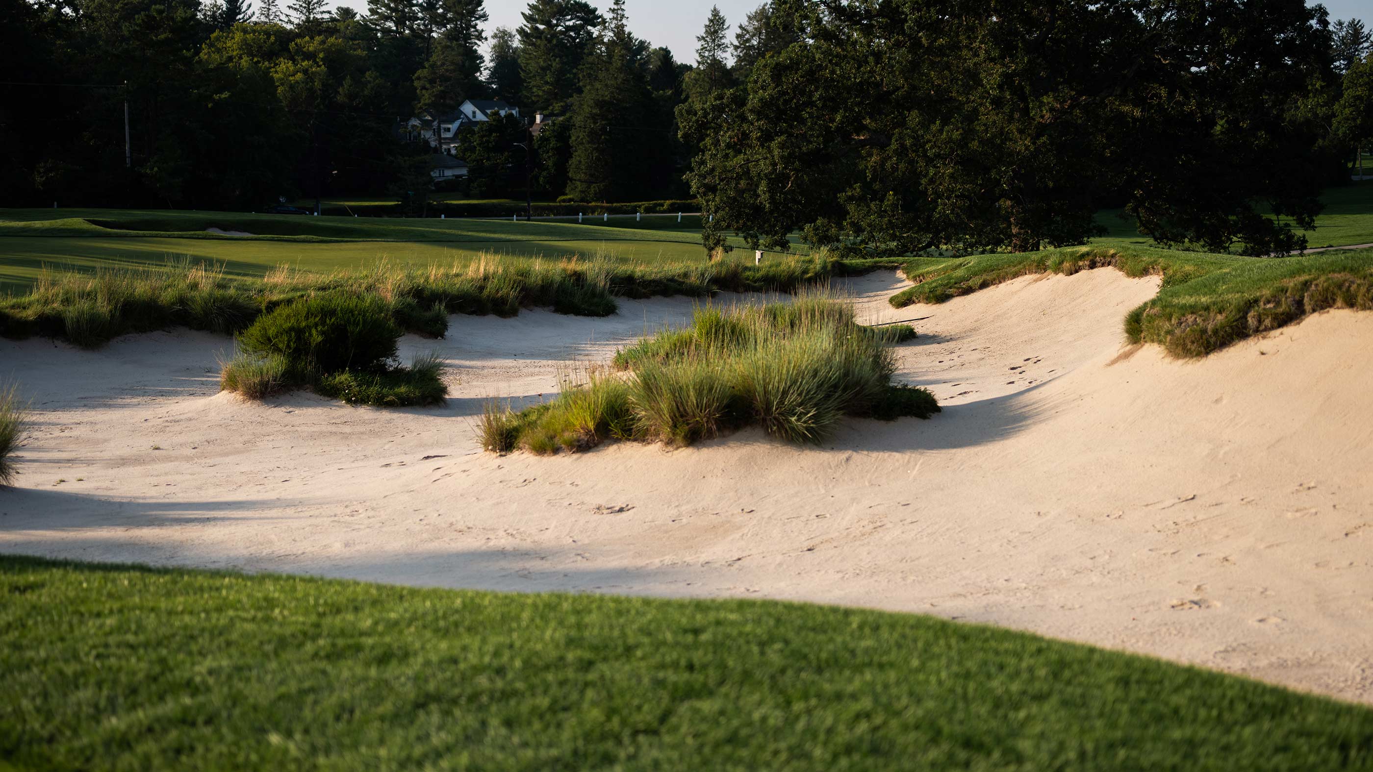 Bunker on the fourth hole at Merion East (Fried Egg Golf)