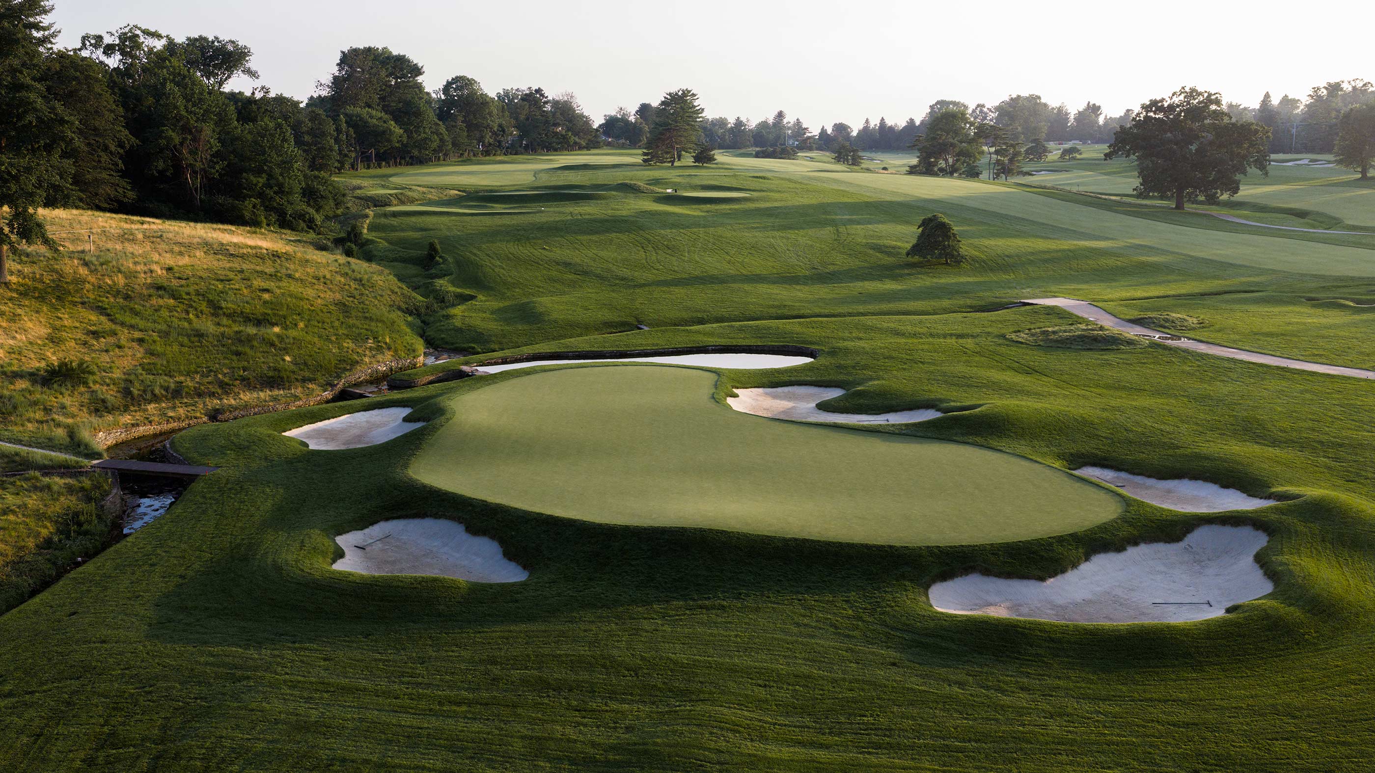 Back of the ninth green at Merion East (Fried Egg Golf)