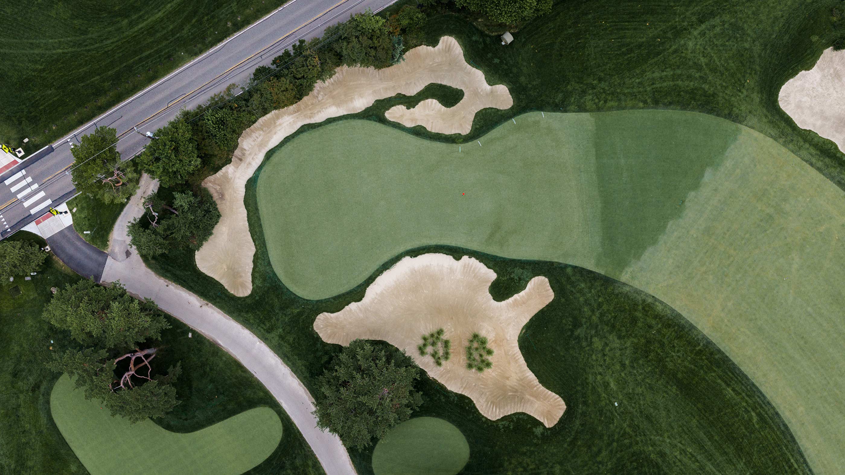 Above the 10th green at Merion East (Fried Egg Golf)