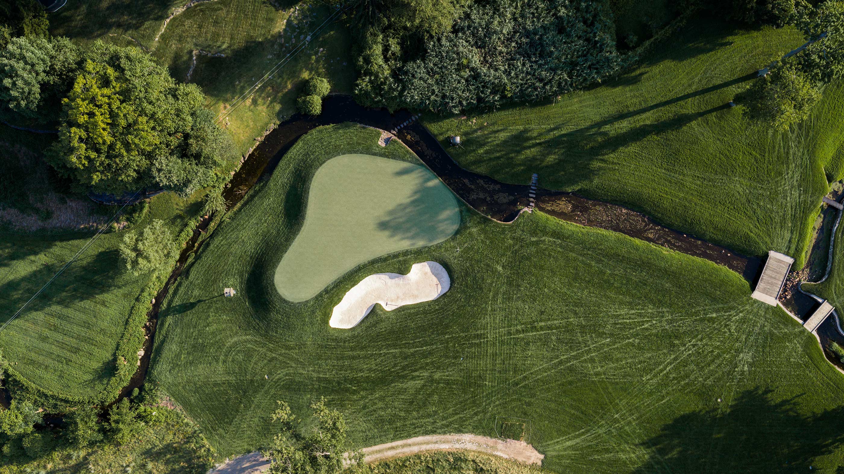Above the 11th green at Merion East (Fried Egg Golf)