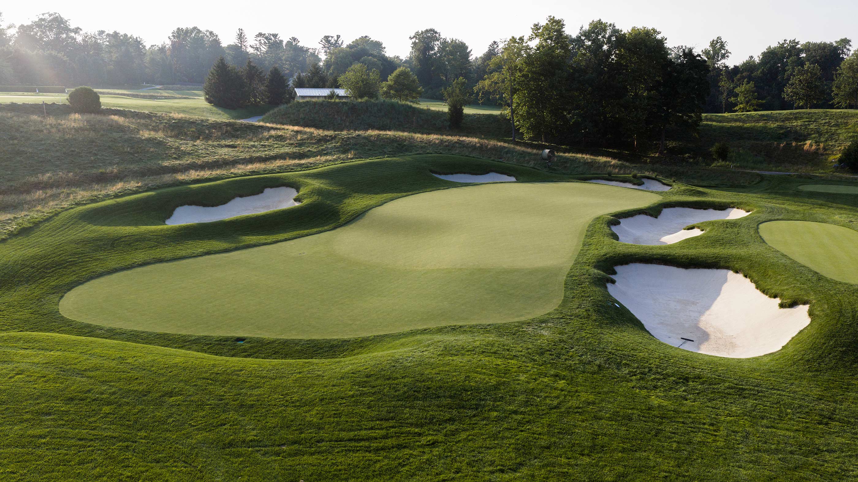 Front of the 17th green at Merion East (Fried Egg Golf)