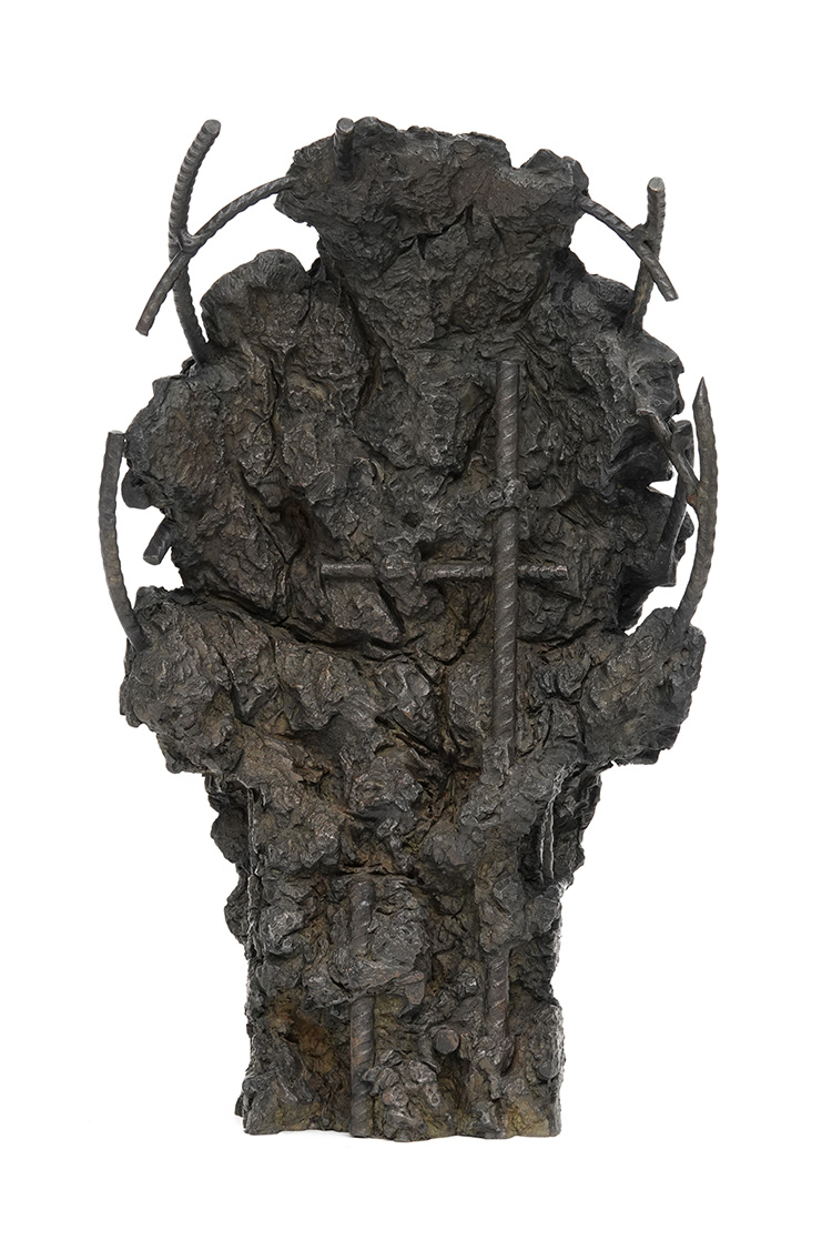 Bronze animal sculpture of a gorilla on textured base, by wildlife sculptor Pierre-Jean Chabert.
