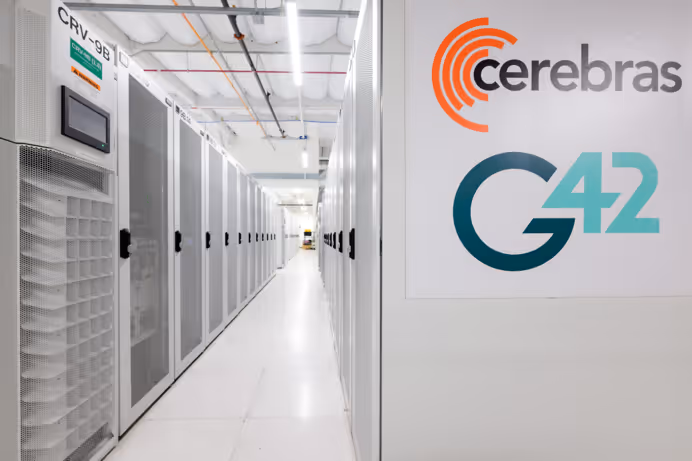 Cerebras and G42 branded data center facility housing Condor Galaxy supercomputer infrastructure