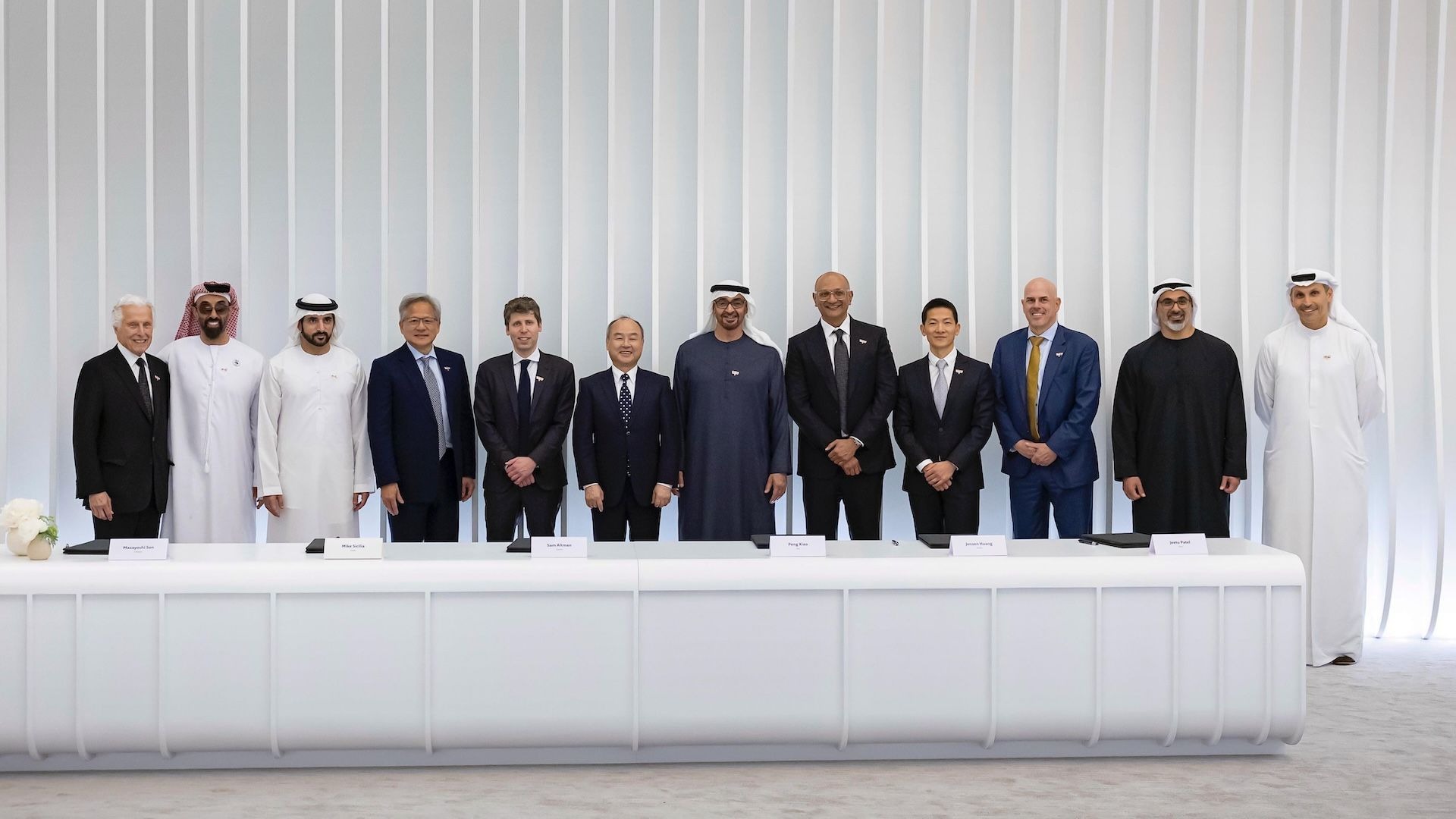 UAE and US technology leaders at Stargate UAE partnership signing ceremony with Sultan Al Jaber and executives