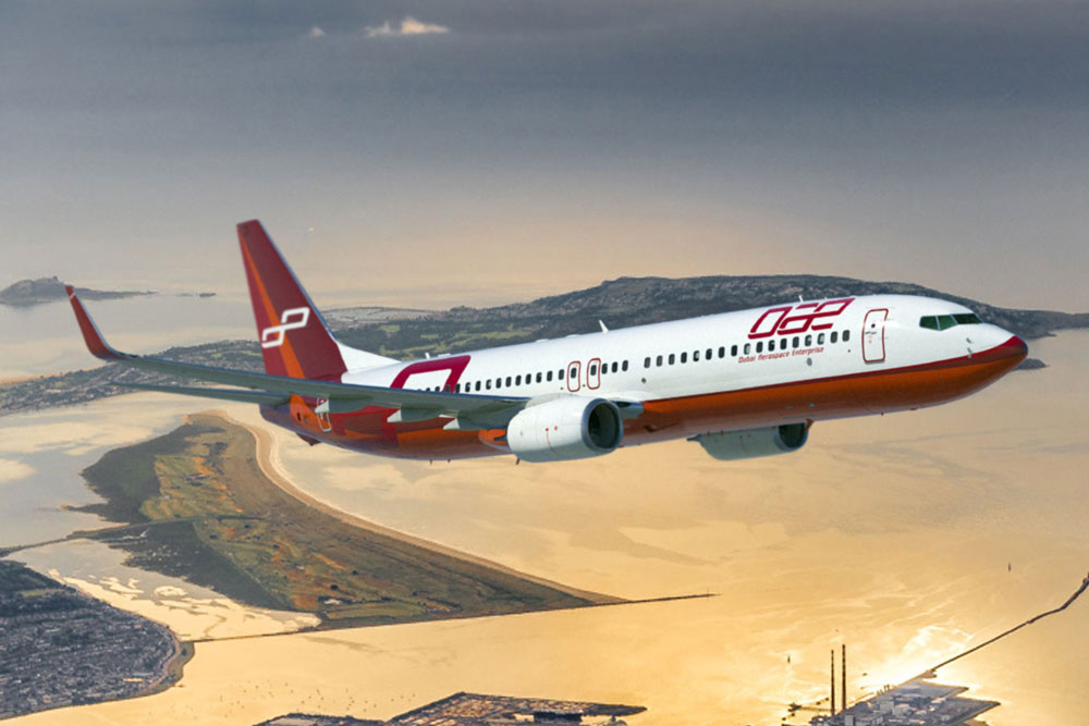 Dubai Aerospace Enterprise commercial aircraft in flight, representing the company's global aircraft leasing and aviation investment portfolio.