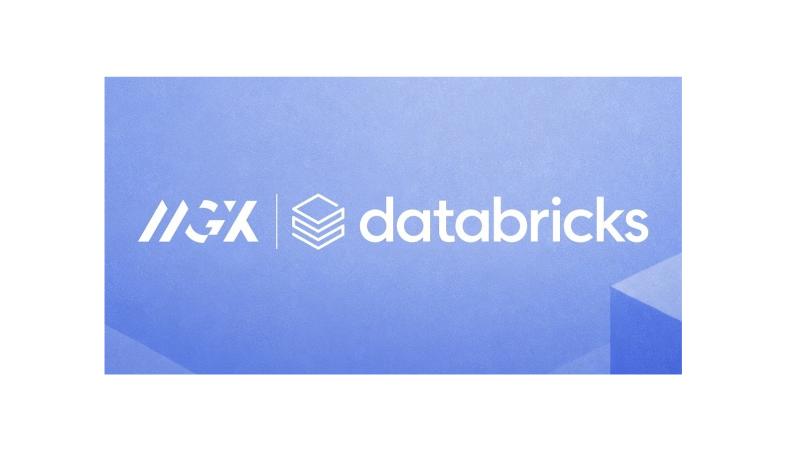 MGX and Databricks logos displayed side by side on a blue background.