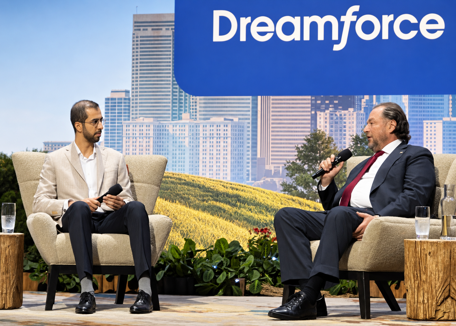 HE Omar Sultan Al Olama, UAE Minister of State for AI and Marc Benioff, Salesforce CEO