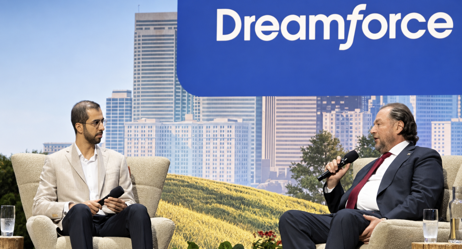 HE Omar Sultan Al Olama, UAE Minister of State for AI and Marc Benioff, Salesforce CEO