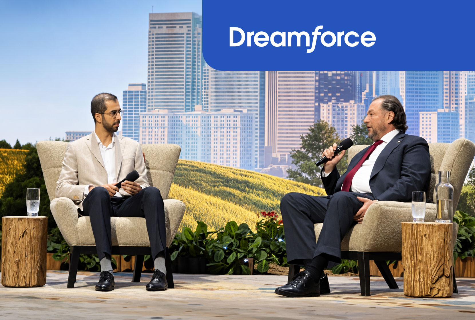 HE Omar Sultan Al Olama, UAE Minister of State for AI and Marc Benioff, Salesforce CEO