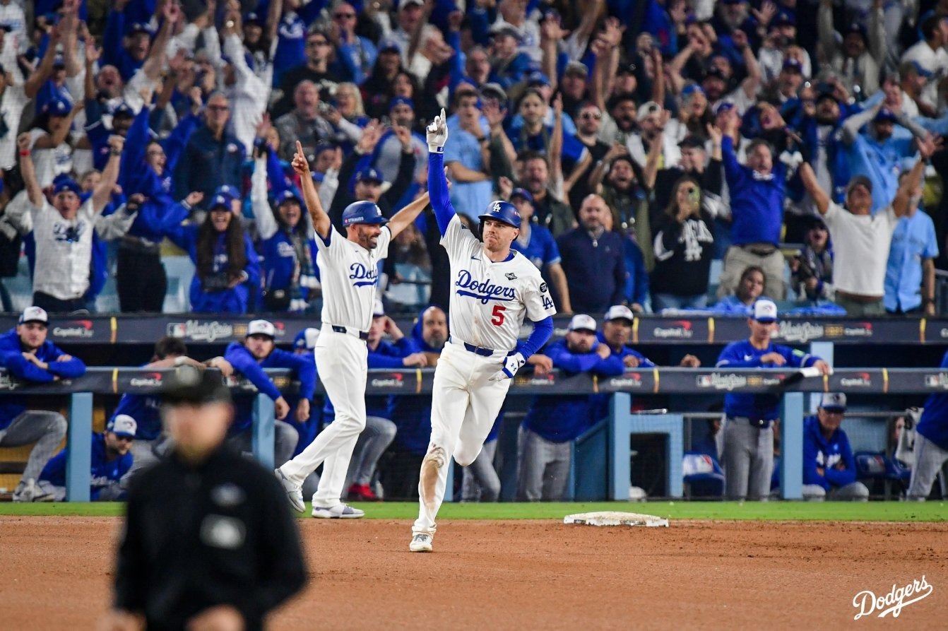 LA Dodgers players celebrating on the field, reflecting TWG Global’s sports portfolio linked to the Mubadala partnership