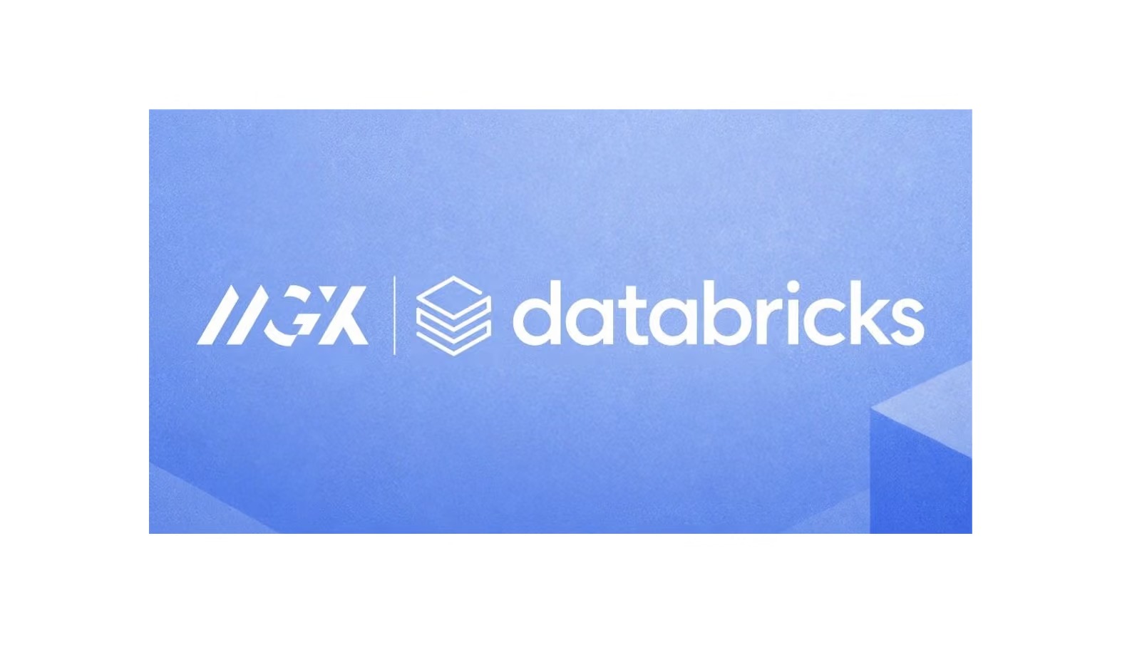MGX and Databricks logos displayed side by side on a blue background.