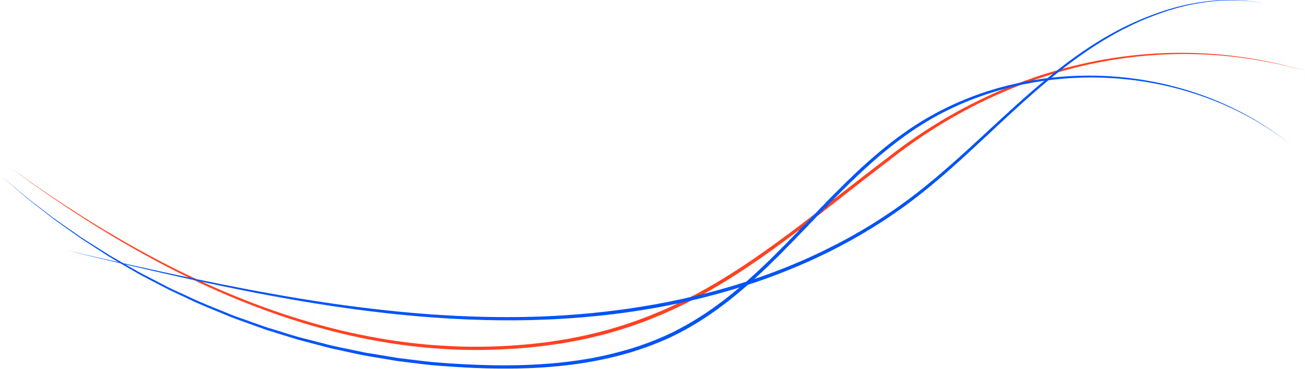 Curved red and blue lines intertwining in a smooth, symmetrical wave pattern