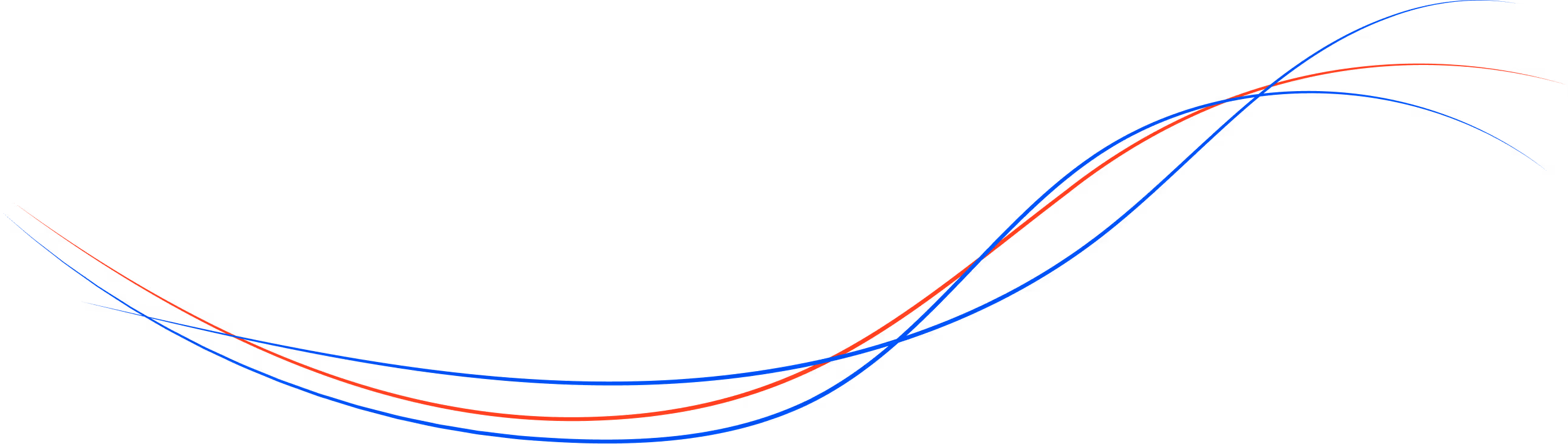 Intertwining blue and red curved lines forming an elegant wave pattern