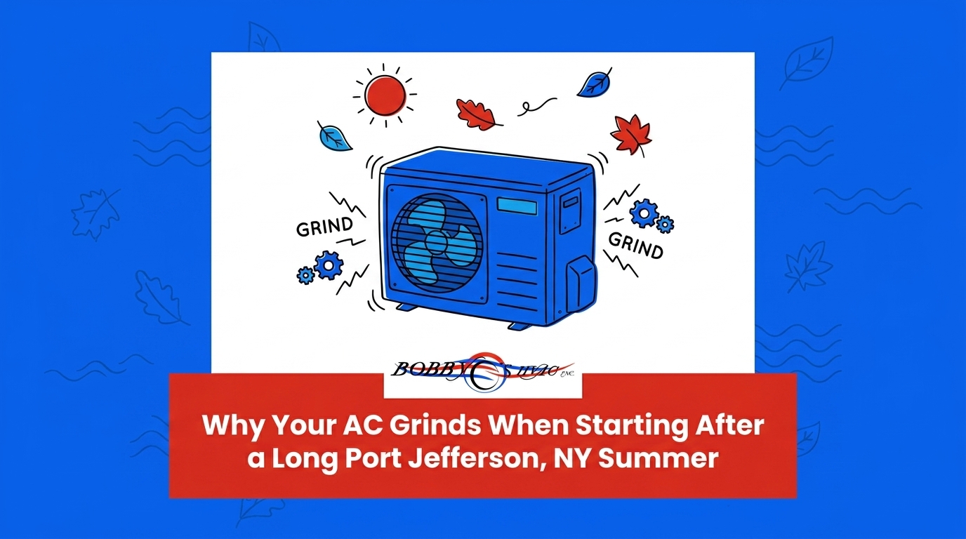Why Your AC Grinds When Starting After a Long Port Jefferson, NY Summer — featured image