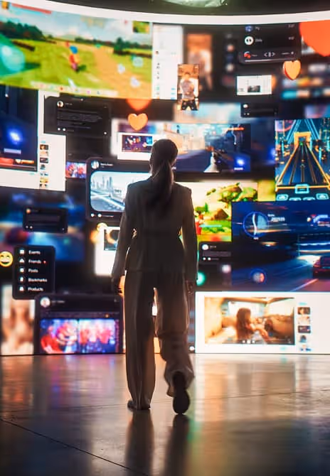 Girl looking at her phone screen, reading messages and chats with a thoughtful expression.