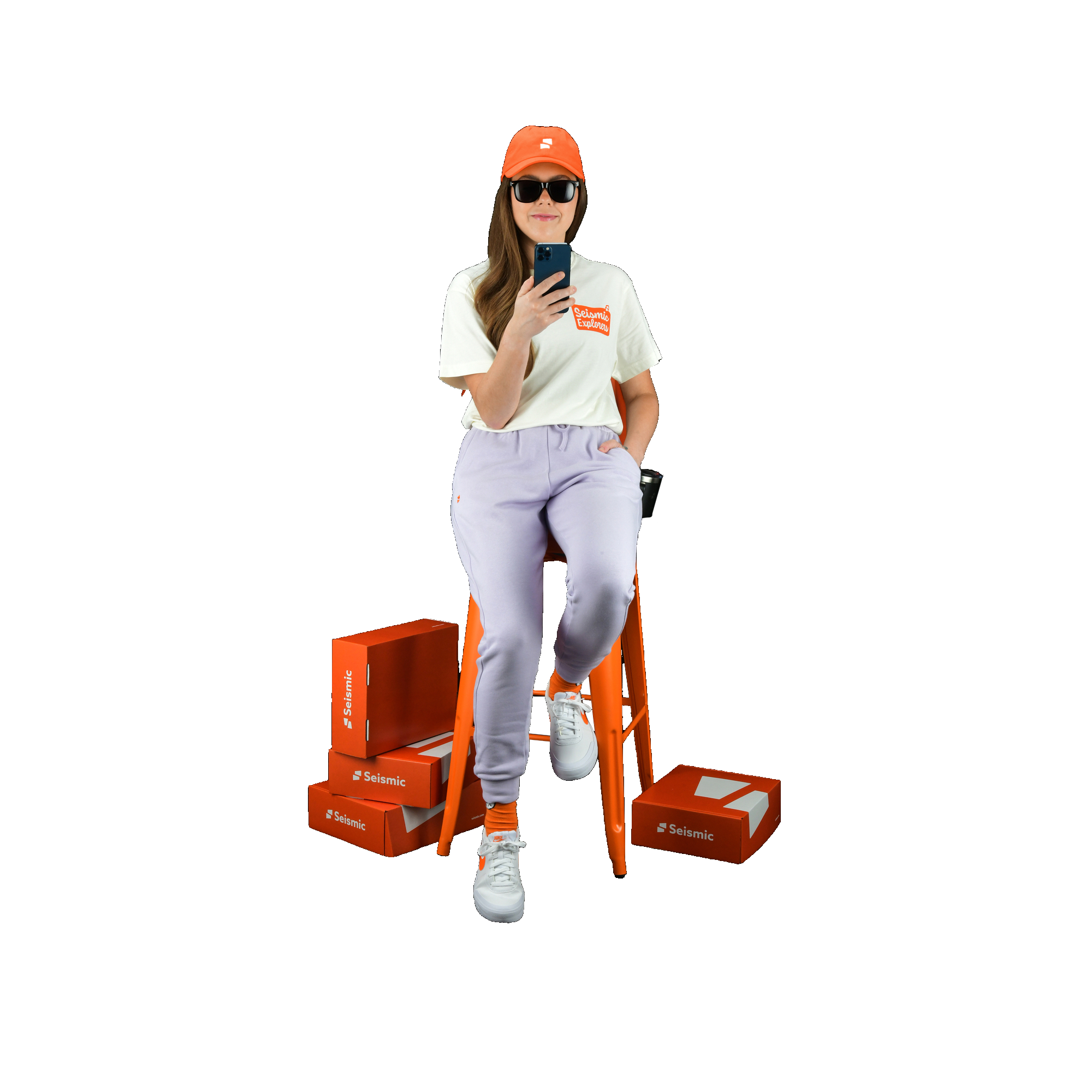 girl using mobile and sitting on the chair image 68