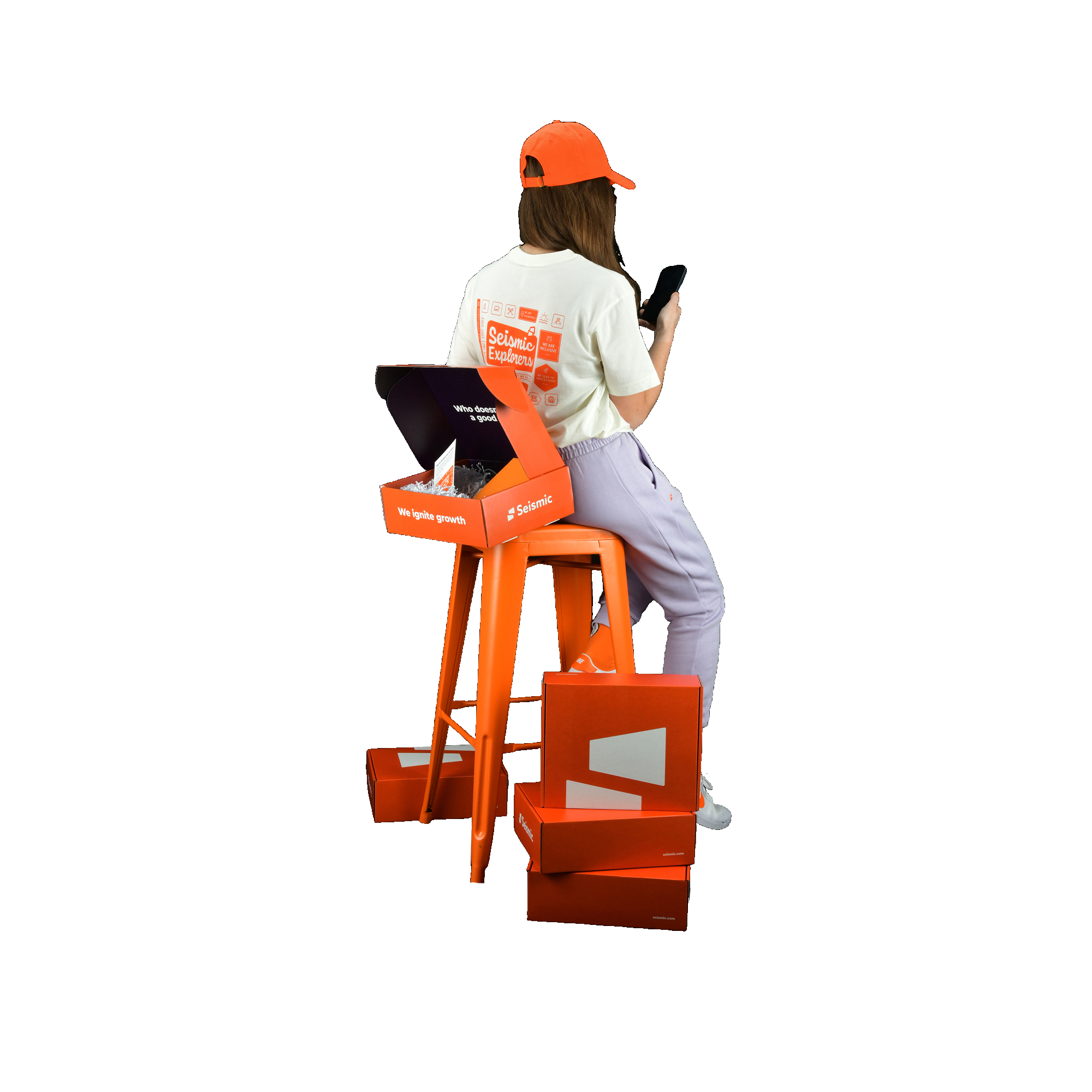 girl using mobile and sitting on the chair image 43
