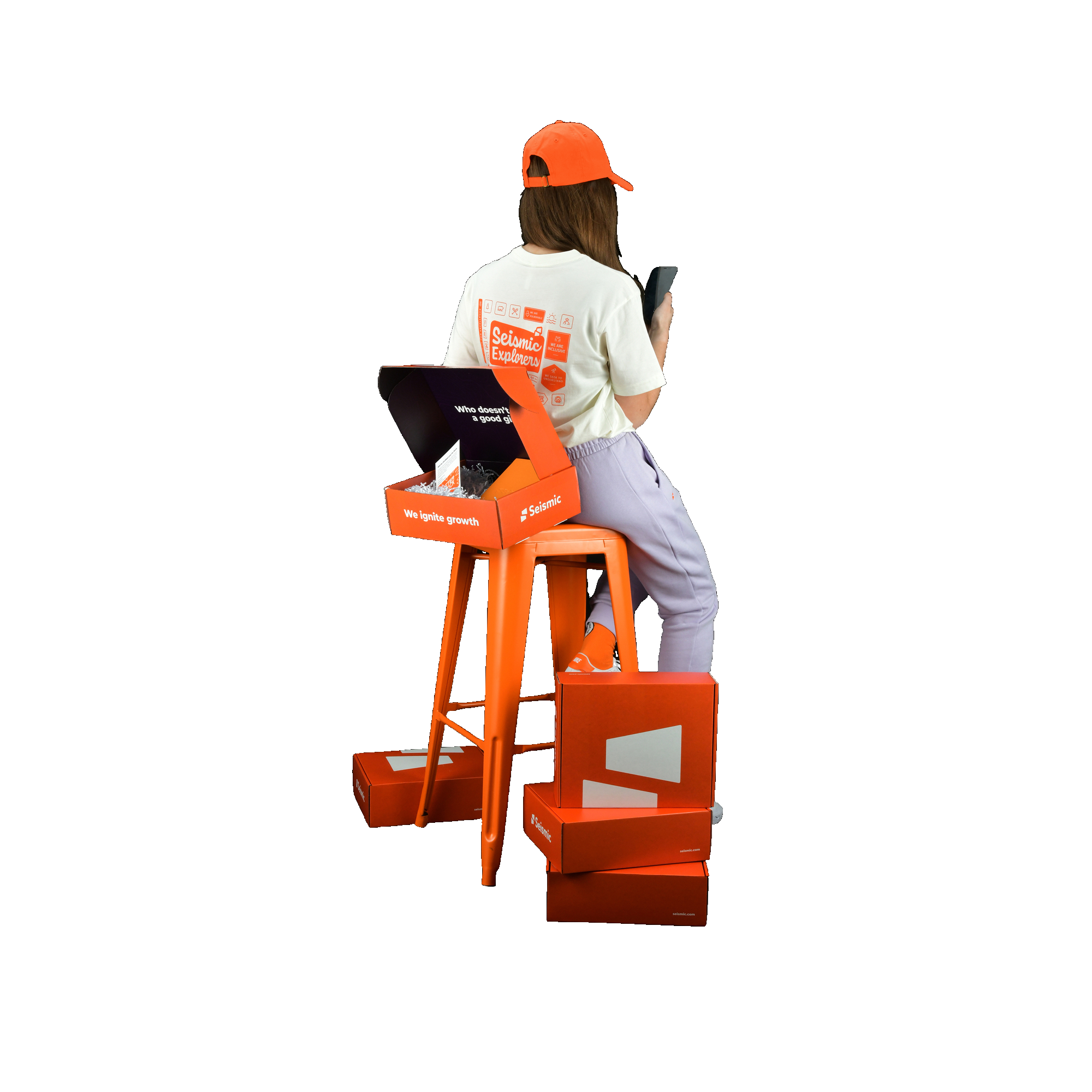 girl using mobile and sitting on the chair image 42