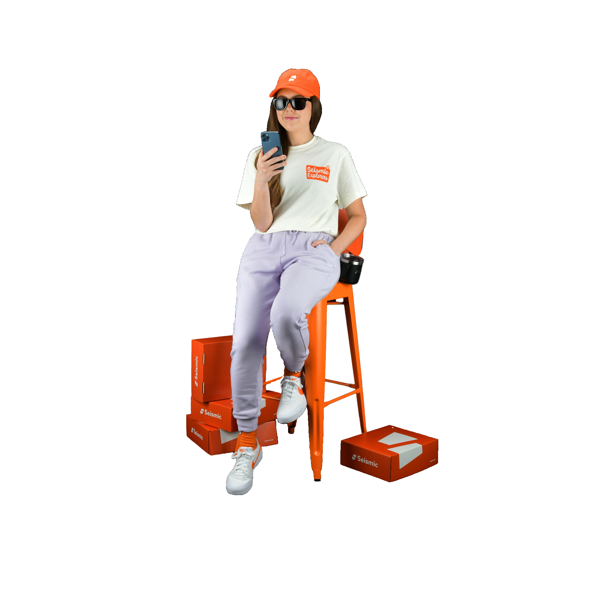 girl using mobile and sitting on the chair image 72